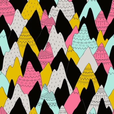 Papier peint à motif  Paysage de montagne multicolore