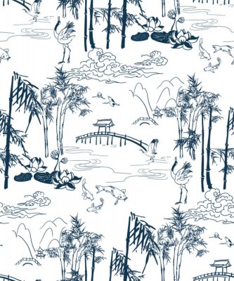 Papier peint à motif  Paysage japonais de dessin animé