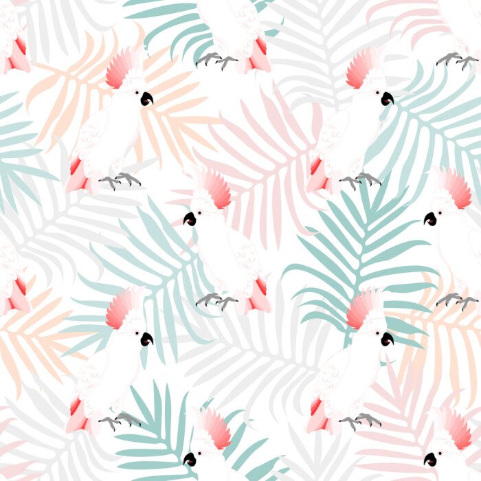 Papier peint à motif  Perroquets à bec rouge