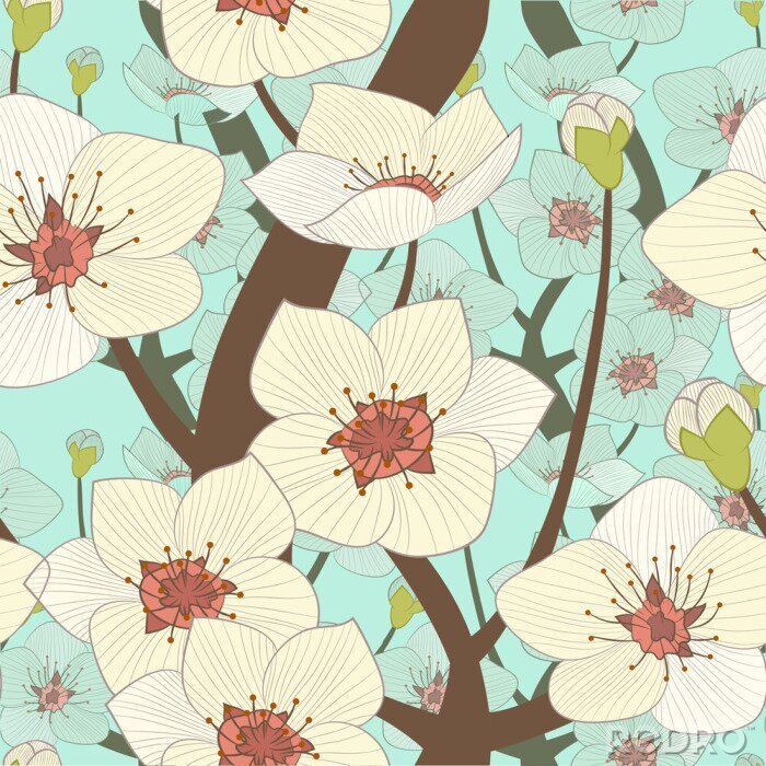 Papier peint à motif  Pétales de fleurs crème