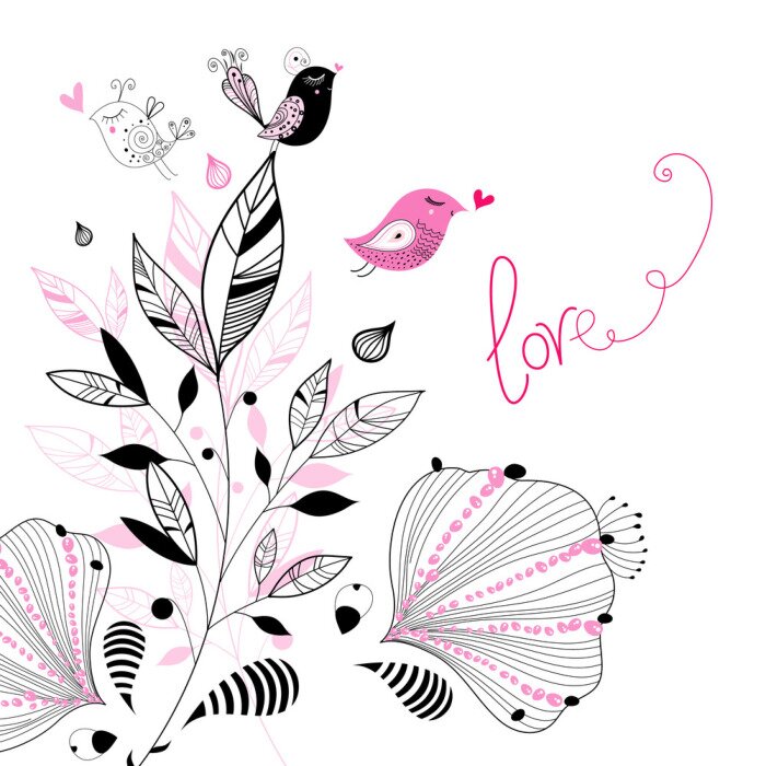 Papier peint à motif  Pétales et feuilles de fleurs