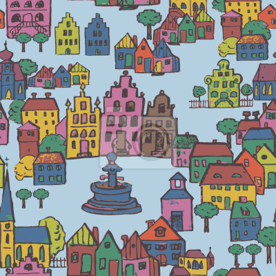 Papier peint à motif  petite ville