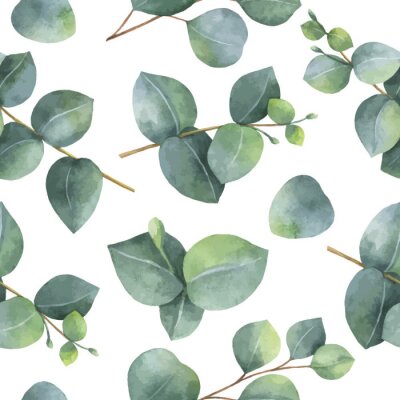 Papier peint à motif  Petites feuilles d'eucalyptus