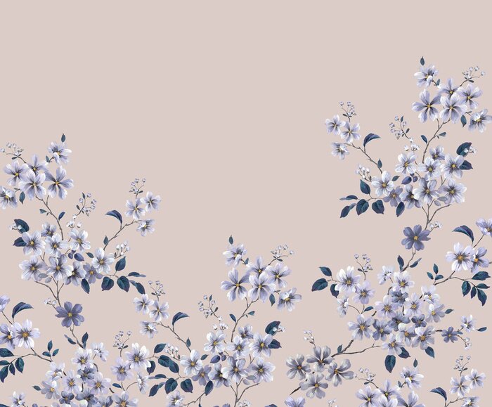 Papier peint à motif  Petites fleurs dans les buissons