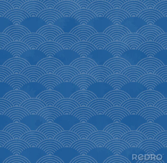 Papier peint à motif  Petites vagues japonaises symétriques
