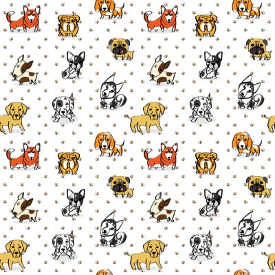 Papier peint à motif  Petits chiens de différentes couleurs