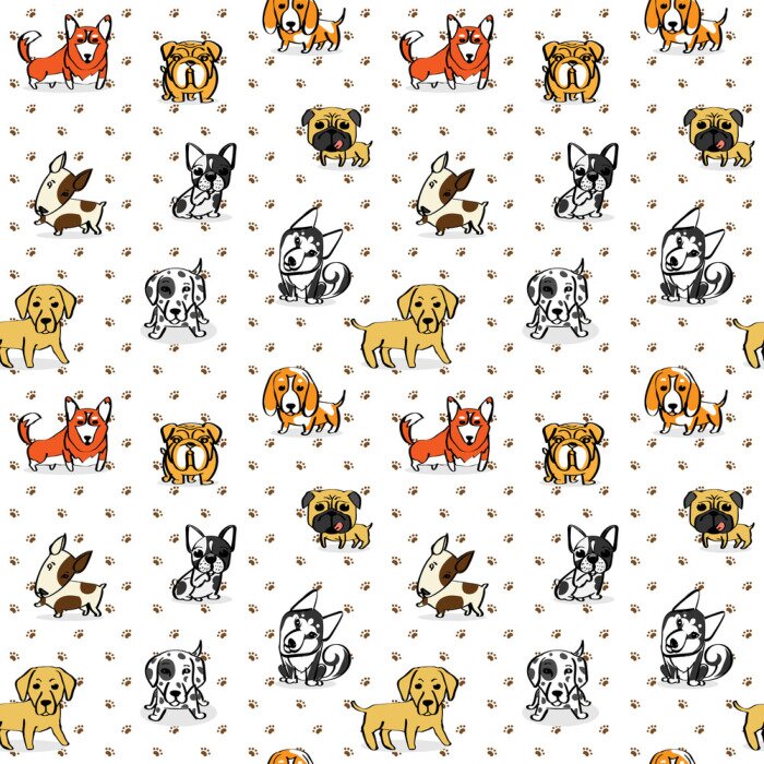 Papier peint à motif  Petits chiens de différentes couleurs