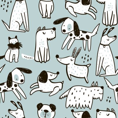 Papier peint à motif  Petits chiens drôles