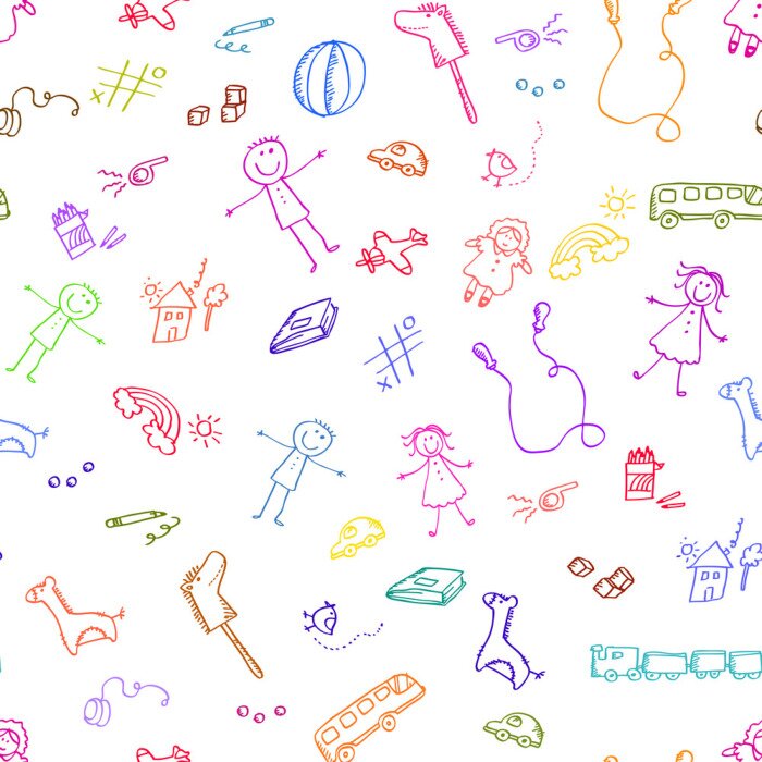 Papier peint à motif  Petits dessins colorés