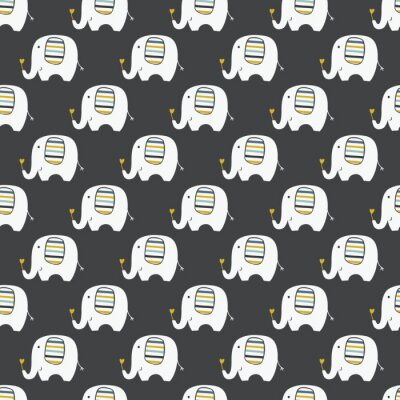 Papier peint à motif  Petits éléphants aux oreilles rayées