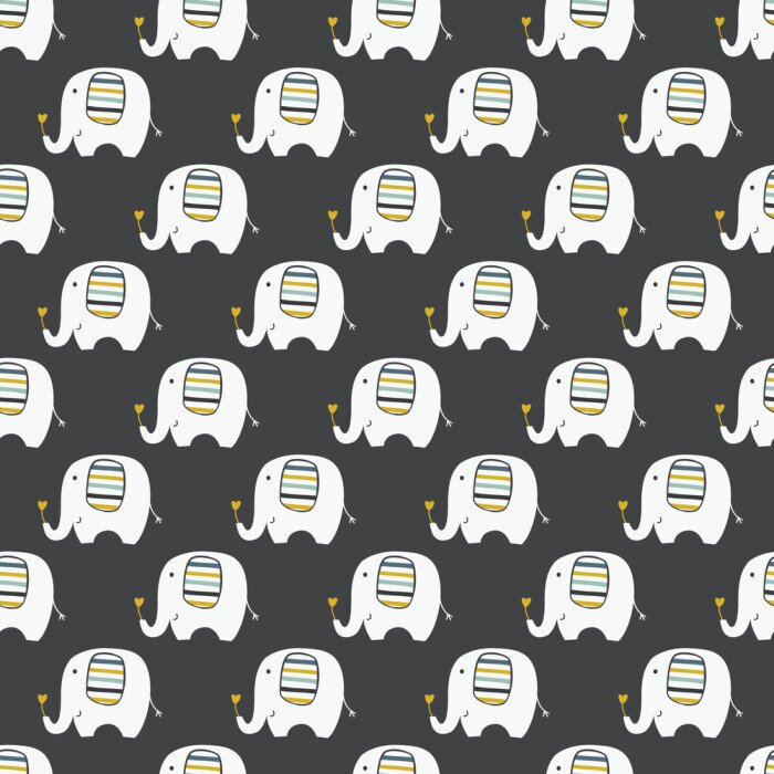 Papier peint à motif  Petits éléphants aux oreilles rayées