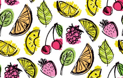 Papier peint à motif  Petits fruits colorés peints