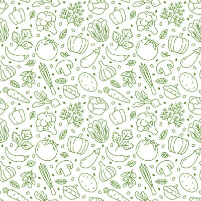 Papier peint à motif  Petits légumes verts différents