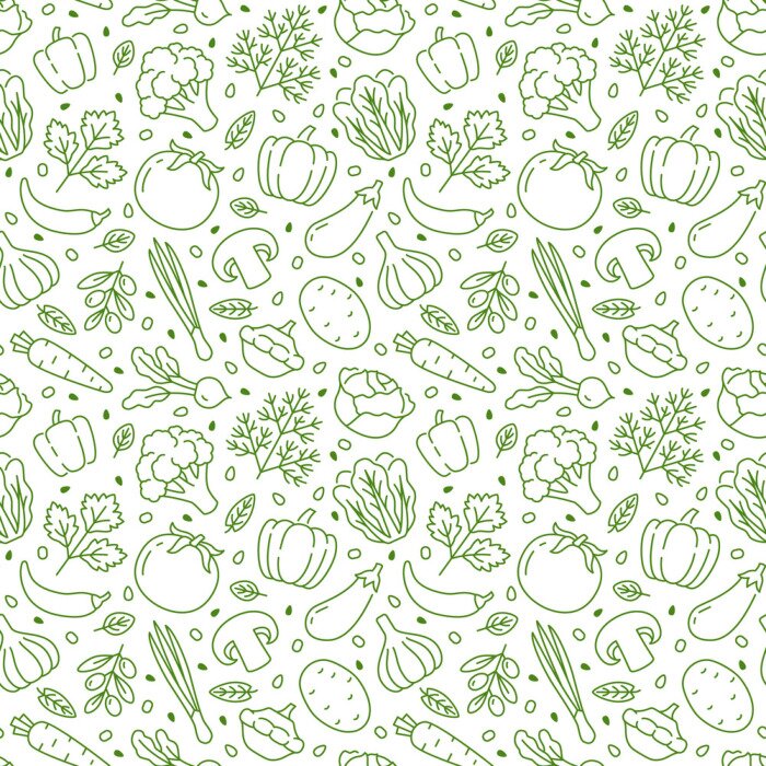 Papier peint à motif  Petits légumes verts différents