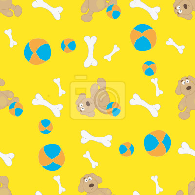 Papier peint à motif  Petits os pour chiens avec des ballons de plage