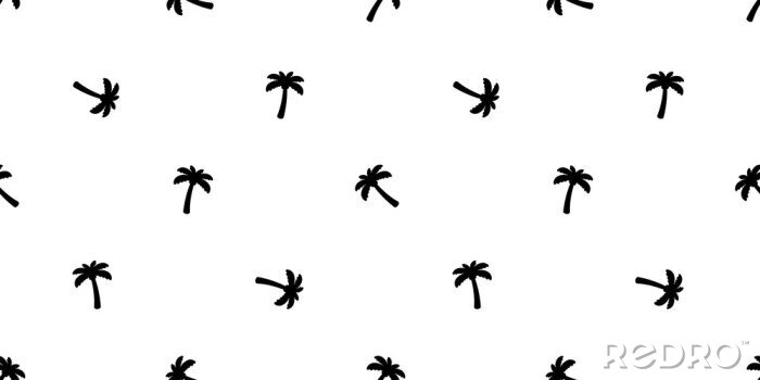 Papier peint à motif  Petits palmiers - minimalisme noir et blanc