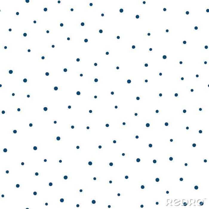 Papier peint à motif  Petits points bleu marine sur fond blanc
