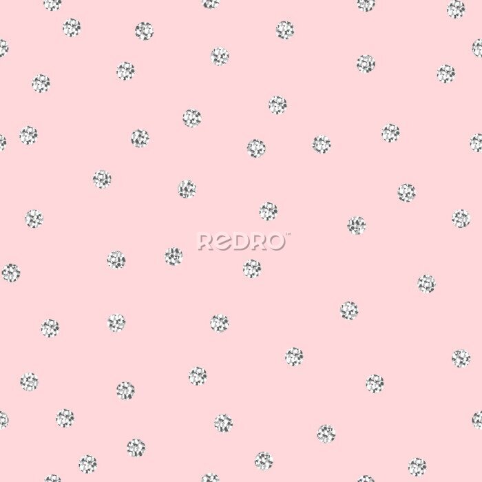Papier peint à motif  Petits points sur fond rose