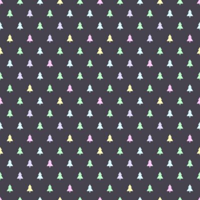 Papier peint à motif  Petits sapins pastels