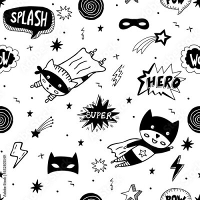 Papier peint à motif  Petits super-héros