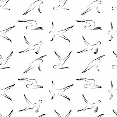 Papier peint à motif  Pilates pose modèle vectorielle continue