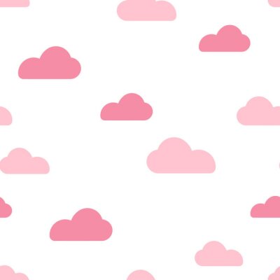 Papier peint à motif  Pink cloud seamless pattern vector design baby art. Baby shower clouds , sky seamless pattern texture - Vector