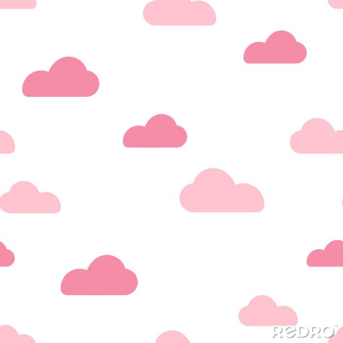 Papier peint à motif  Pink cloud seamless pattern vector design baby art. Baby shower clouds , sky seamless pattern texture - Vector