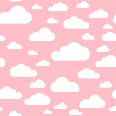 Papier peint à motif  Pink cloud seamless pattern vector design baby art. Baby shower clouds , sky seamless pattern texture - Vector