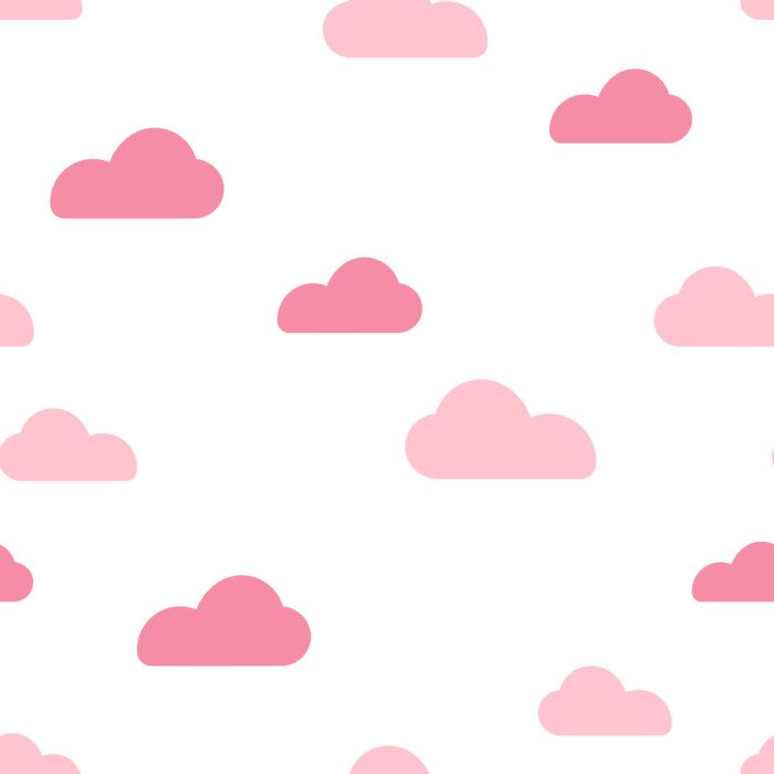 Papier peint à motif  Pink cloud seamless pattern vector design baby art. Baby shower clouds , sky seamless pattern texture - Vector