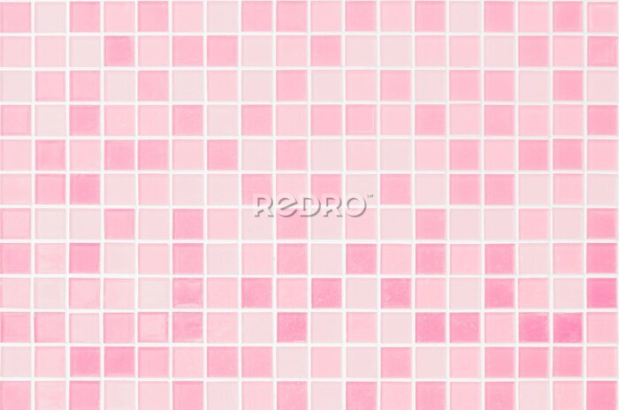 Papier peint à motif  Pink tile wall chequered background bathroom floor texture. Ceramic wall and floor tiles mosaic background in bathroom