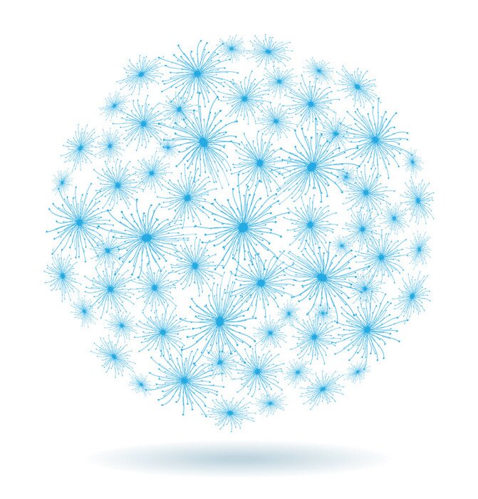 Papier peint à motif  Pissenlit bleu abstrait