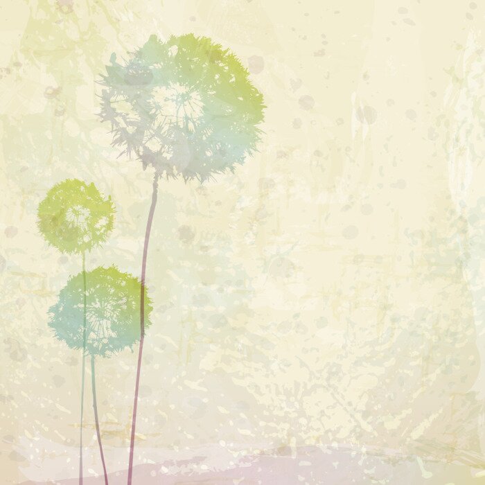 Papier peint à motif  Pissenlits arc-en-ciel