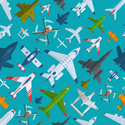 Papier peint à motif  Plaine d'avion vue d'ensemble illustration vectorielle motif sans couture