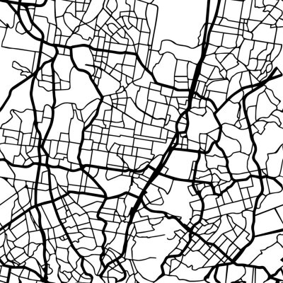 Papier peint à motif  Plan d’une ville en noir et blanc avec des routes