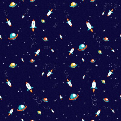 Papier peint à motif  Planète de l'espace cosmique doodle de fond