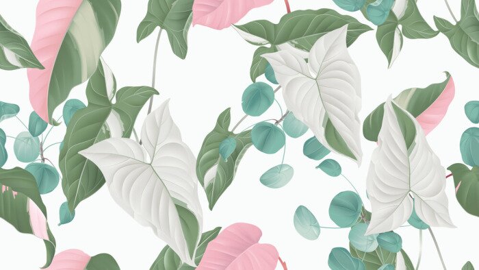 Papier peint à motif  Plantes aux couleurs pastel