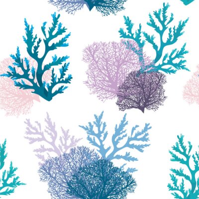 Papier peint à motif  Plantes de récifs coralliens aux couleurs douces