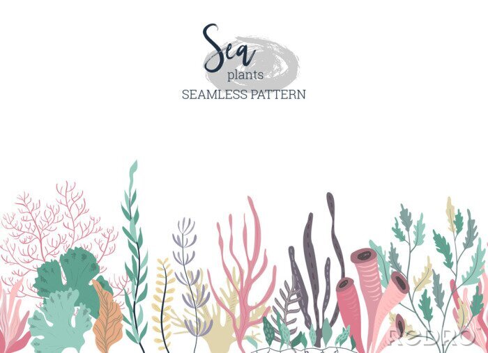 Papier peint à motif  Plantes graphiques dans l'océan