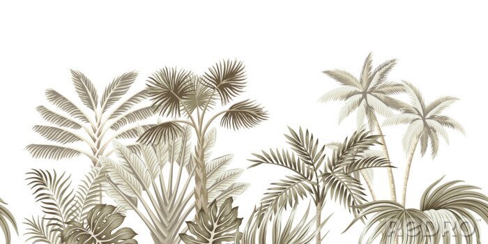 Papier peint à motif  Plantes tropicales dans un style vintage