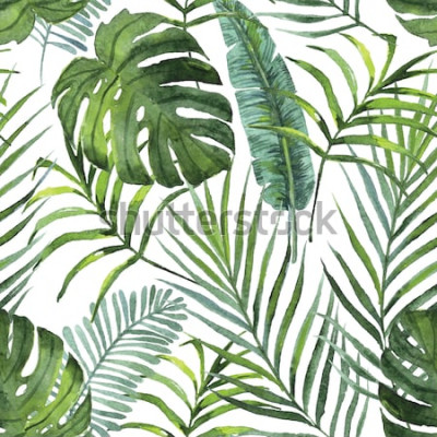 Papier peint à motif  plantes tropicales feuilles et fleurs modèle sans couture. concept design