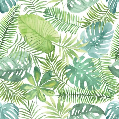 Papier peint à motif  Plantes vertes délicates en aquarelle