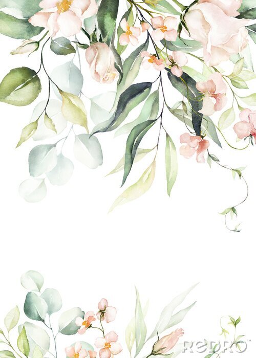 Papier peint à motif  Plantes vintage dans une esthétique pastel