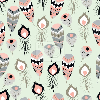 Papier peint à motif  Plumes tribales décoratives