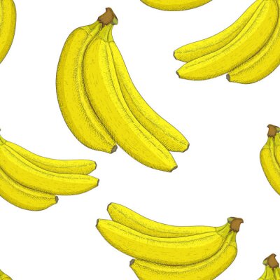Papier peint à motif  Plusieurs régimes de bananes sur fond blanc