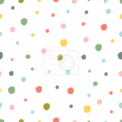 Papier peint à motif  Points colorés poudrés sur fond blanc