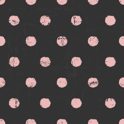 Papier peint à motif  Points roses sur fond gris