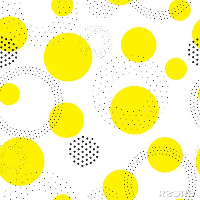 Papier peint à motif  Pois dynamiques jaunes
