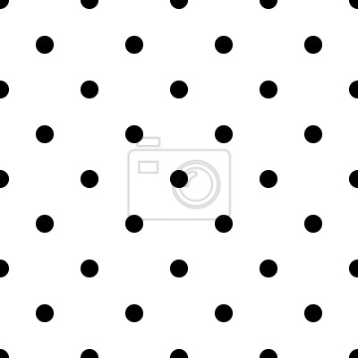 Papier peint à motif  Pois noirs sur fond blanc