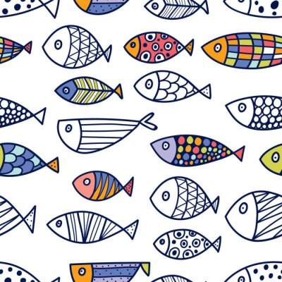 Papier peint à motif  Poissons colorés d'un conte de fées