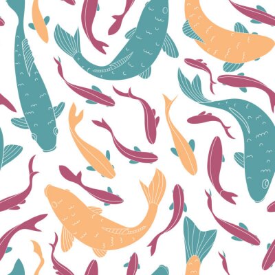Papier peint à motif  Poissons colorés dans l'eau claire